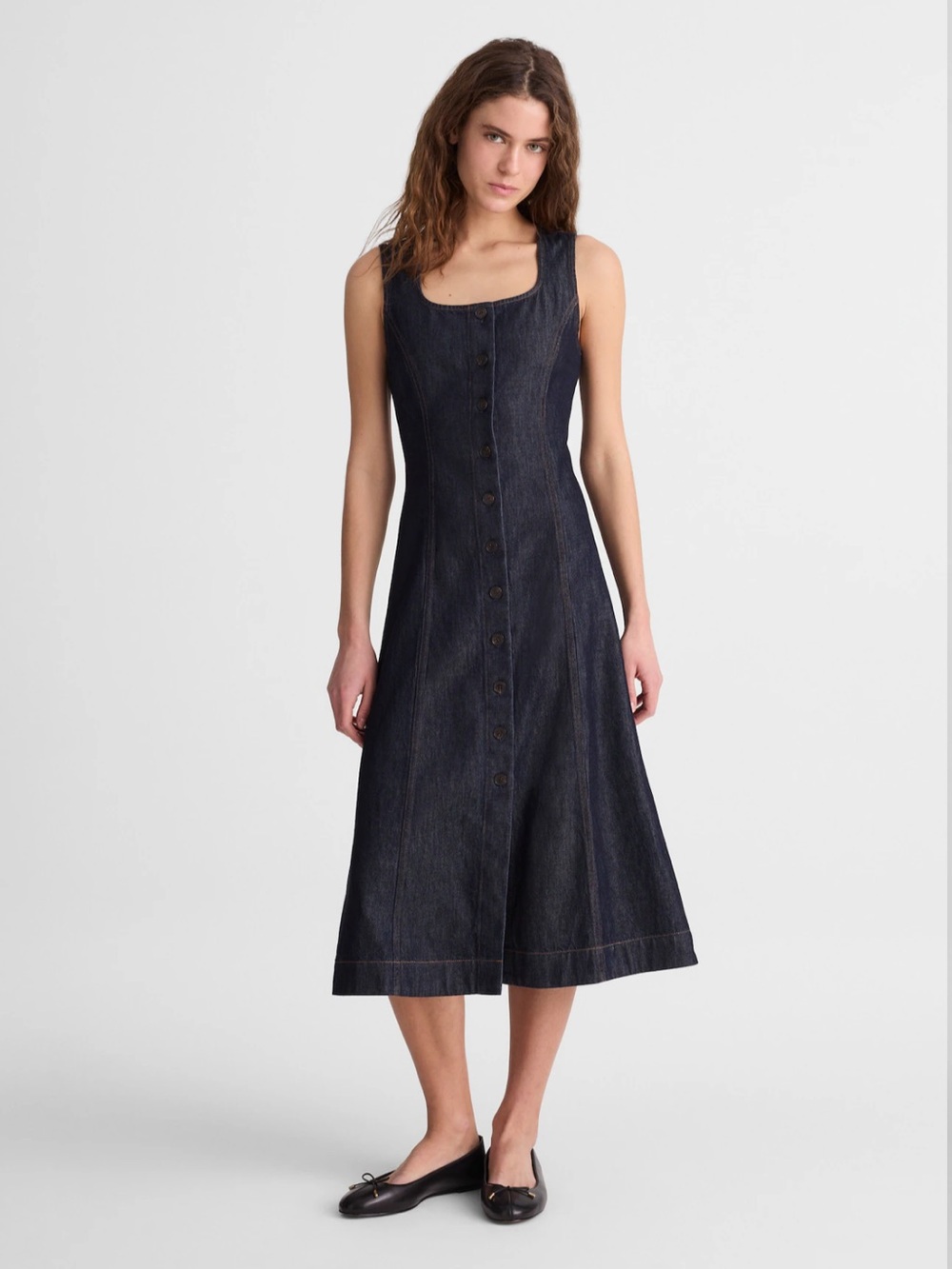 NEW Madewell Airy Denim Squareneck Button Front Maxi Plus Size Dress, Size 28